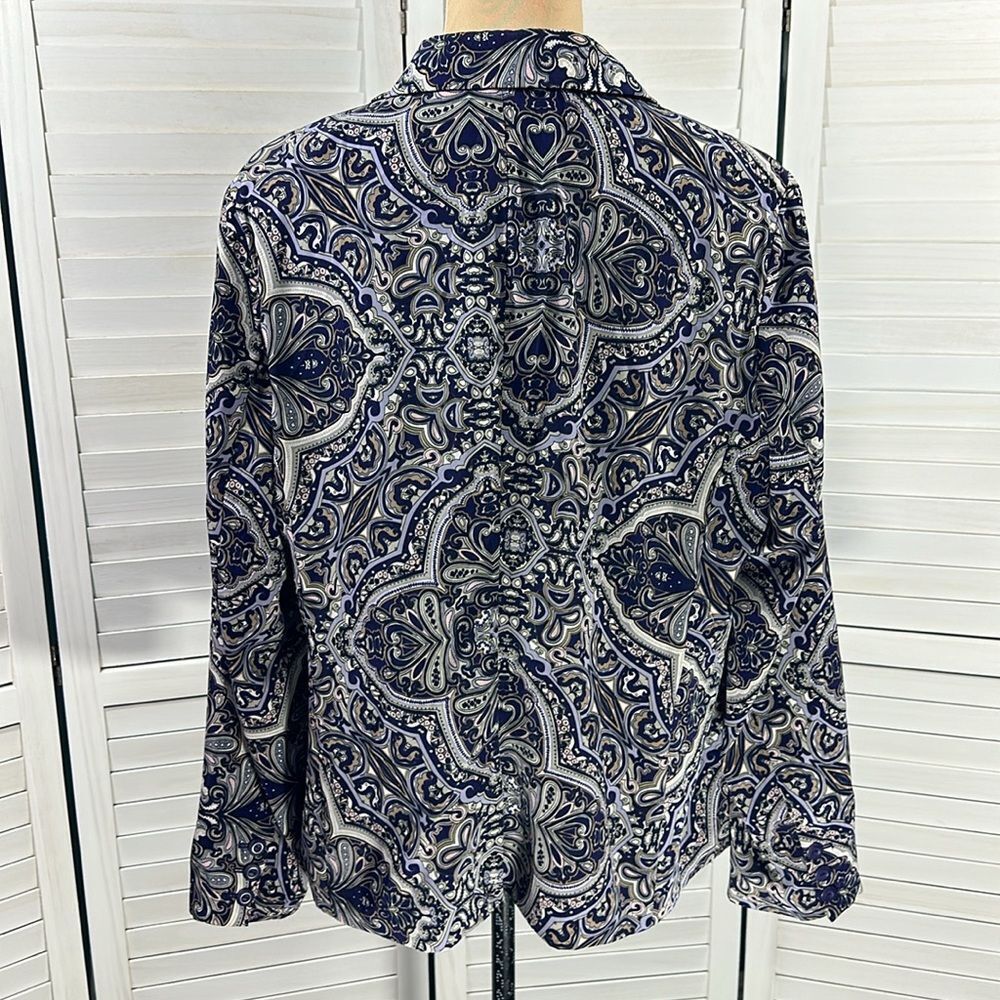 Chico's Purple Paisley Open-Front Blazer Jacket - Picture 13 of 16